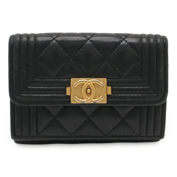 CHANEL Other - CHANEL Boy Chanel Matelasse Coco Mark Small Flap Wallet, Tri-fold, Lambskin, ...